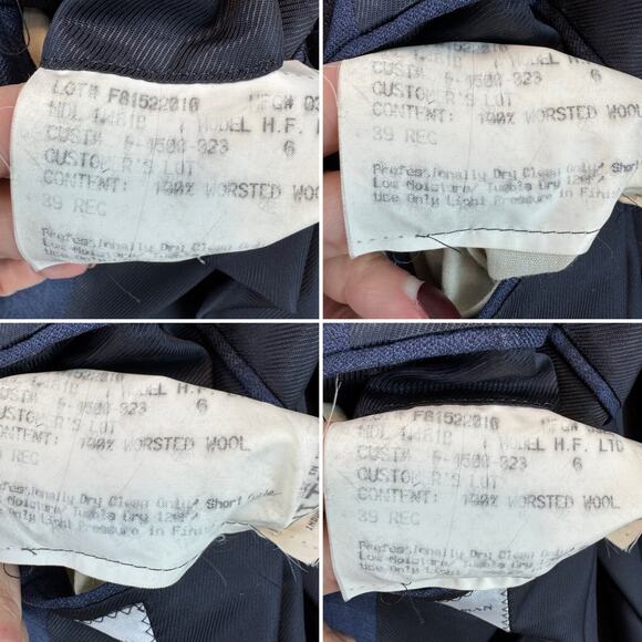 Hickey Freeman Windowpane Worsted Wool Single-Breasted Blazer Sport Size 39R - Picture 12 of 16